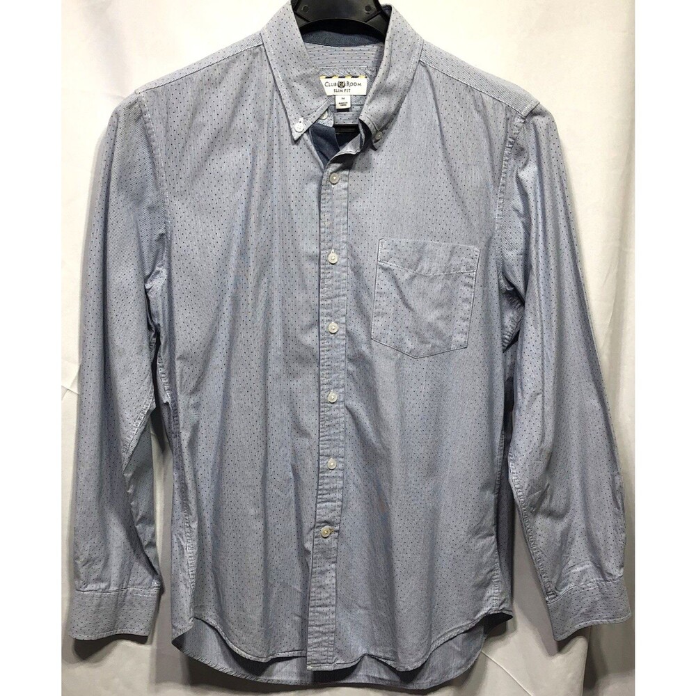 Clubroom Oxford Button up Shirt M Slim Fit Blue Polka Dot Office Career capsule